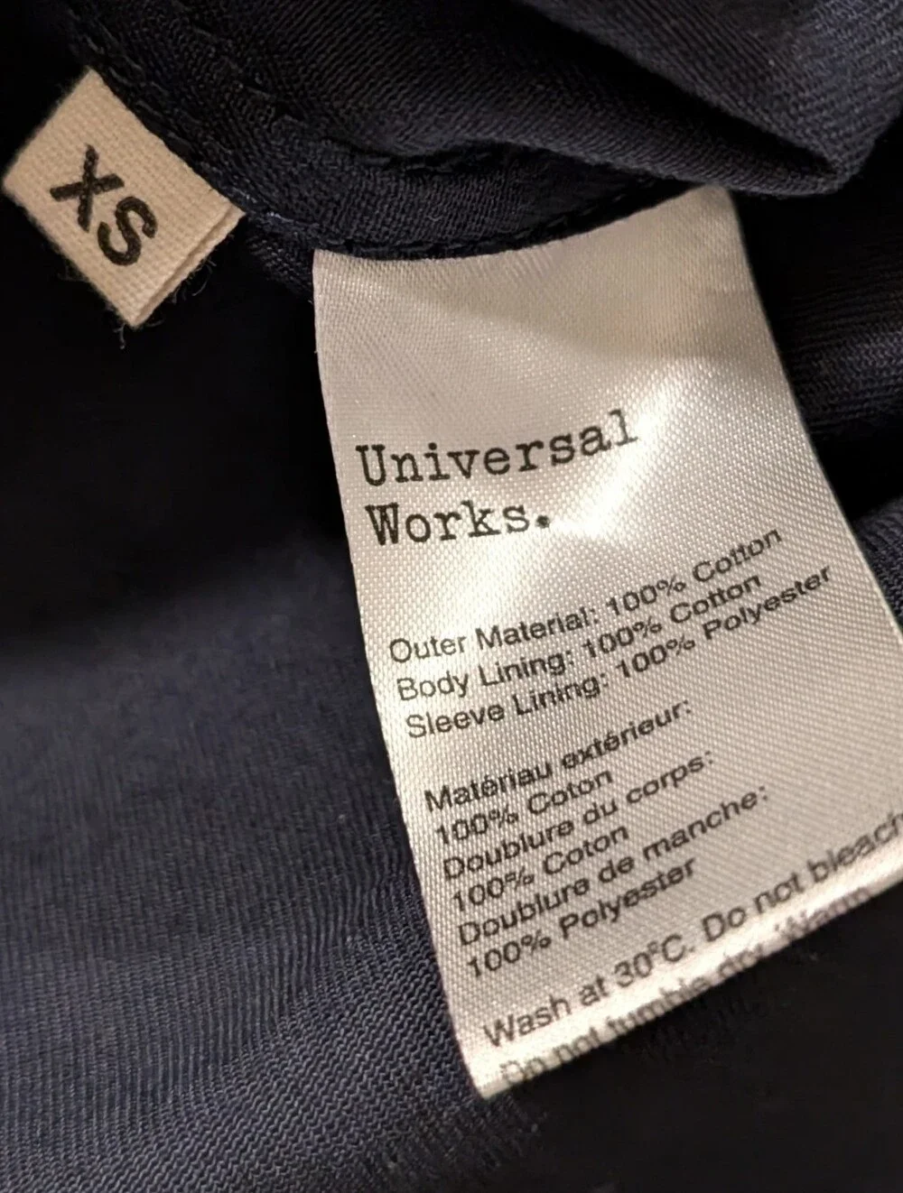 Universal Works Cotton Blazer Dark Navy Men's Size XS